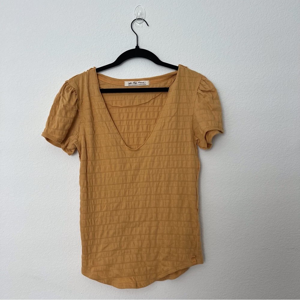 Free People Mustard V Neck Top Size Small